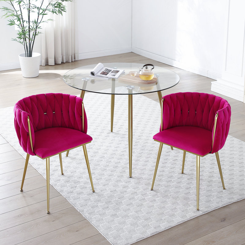 Ensemble de 2 chaises de salle à manger en velours Modern, Rose