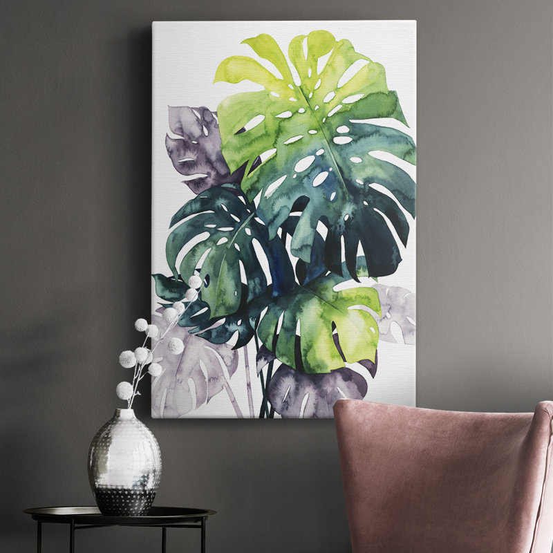 Twilight Palms IV - peinture sur toile tendue, H 18 po x l 12 po x P 1 po