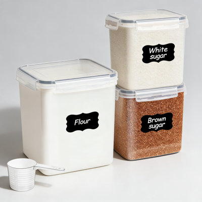 Airtight Food Storage Containers Set Of 3, Large Plastic Canisters With Lids For Flour, Sugar, Rice, Baking Supplies, And Pantry Organization, Stackable Kitchen And Pantry Organizers