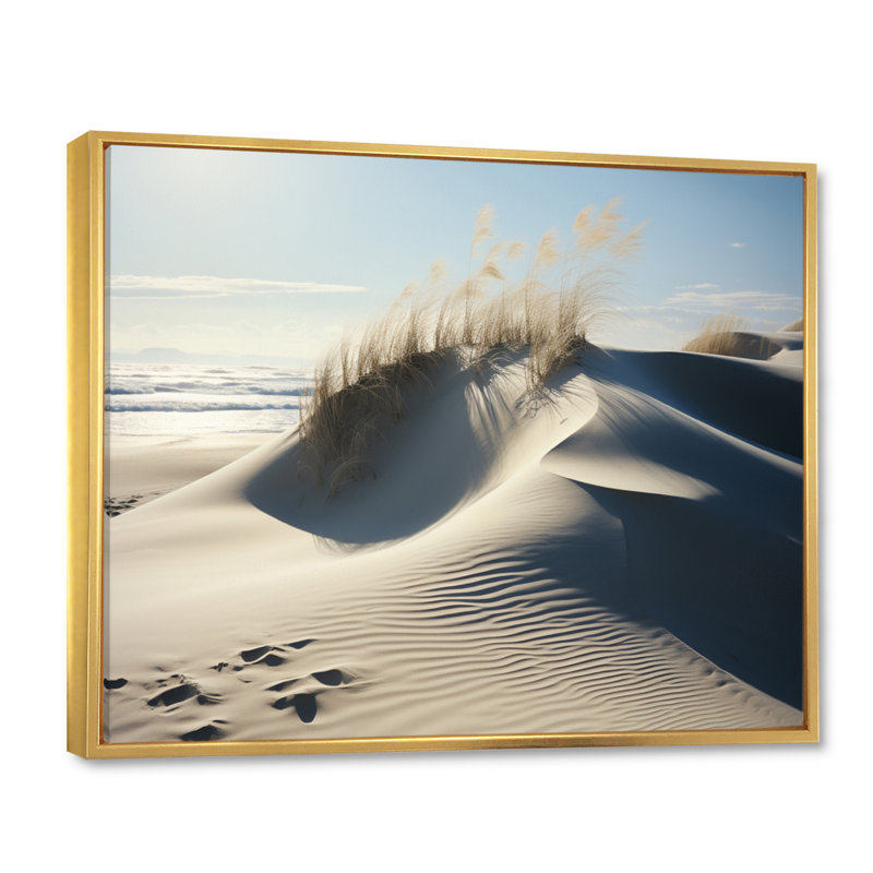 «Beach Grass Sunkissed Sands II», reproduction sur toile encadrée, Cadre flottant doré, H 16 po x l 32 po x P 1 po
