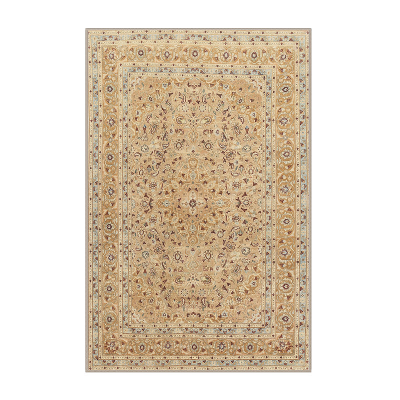 Tapis décoratif beige à motif oriental drumack, Rectangle 2 pi x 4 pi