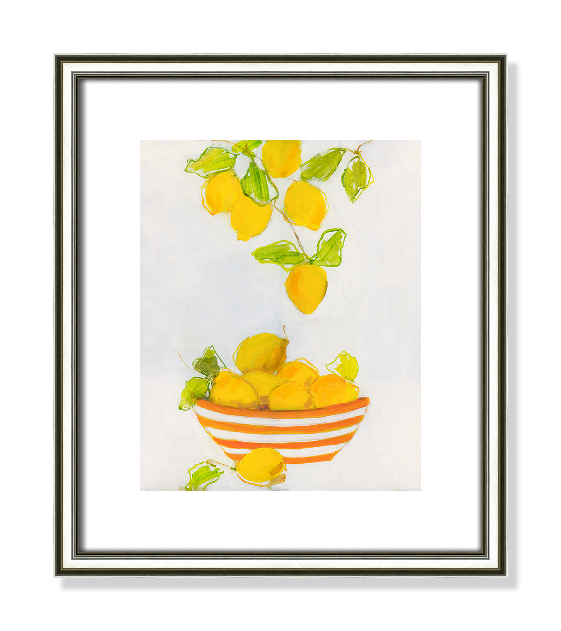 Darcy "Lemonlicious" Painting by Sally Swatland, 15" H x 13" W x 0.88" D, Silver Framed Paper
