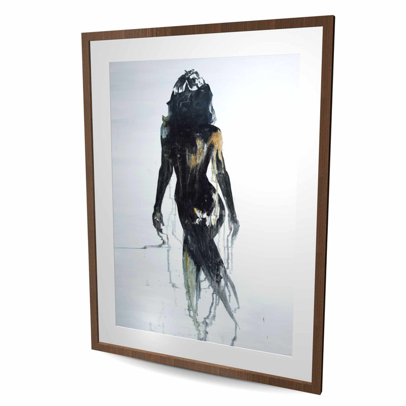 Impression abstraite silhouette de femme | Décoration dorée encadrée