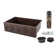 33" Hammered Copper Kitchen Apron Single Basin Sink w/ Fleur De Lis with Matching Drain and Accessories