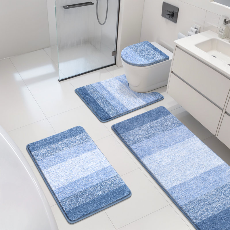 Tapis en microfibre Lazzuro , Bleu / blanc