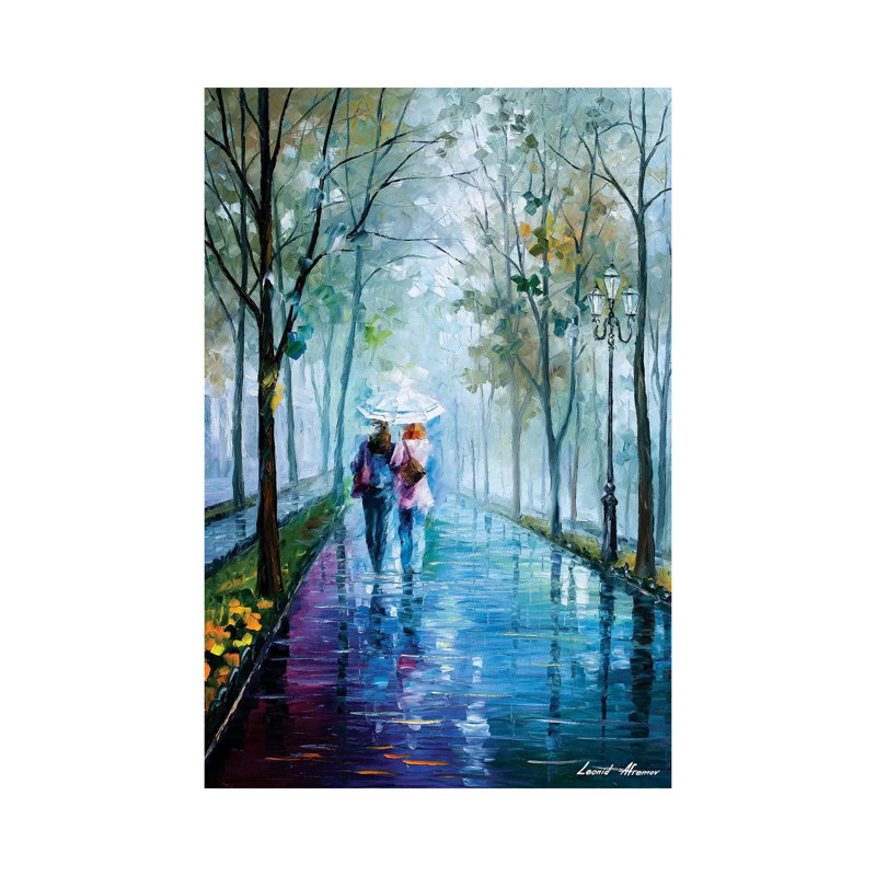Reproduction d’art sur toile tendue, "promenade brumeuse" par Leonid Afremov, Toile tendue, H 18 po x l 12 po x P 1,5 po
