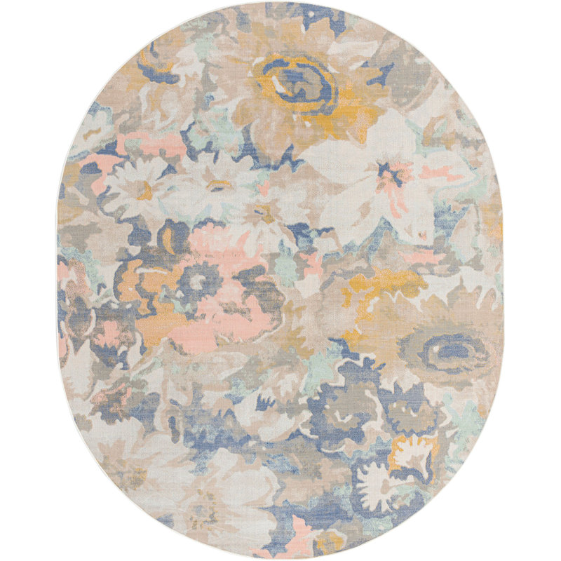 Floral Indoor Rug, Oval 8' x 10'