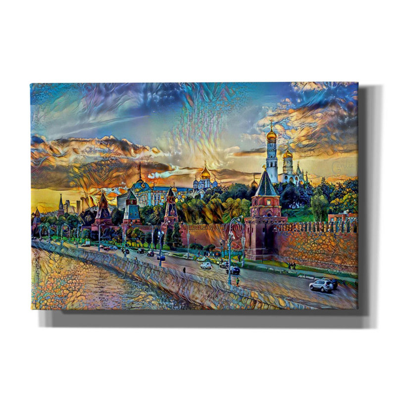 «Moscow Moscow Kremlin Wall» par Pedro Gavidia, art mural sur toile, H 18 po x l 26 po x P 0,75 po