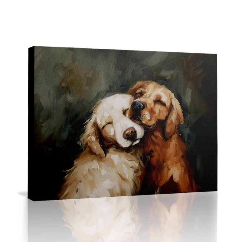 Cadre doré tendu Golden Retriever, reproduction d'art sur toile tendue, 40 * 28 pouces (100 * 70 * 2cm)