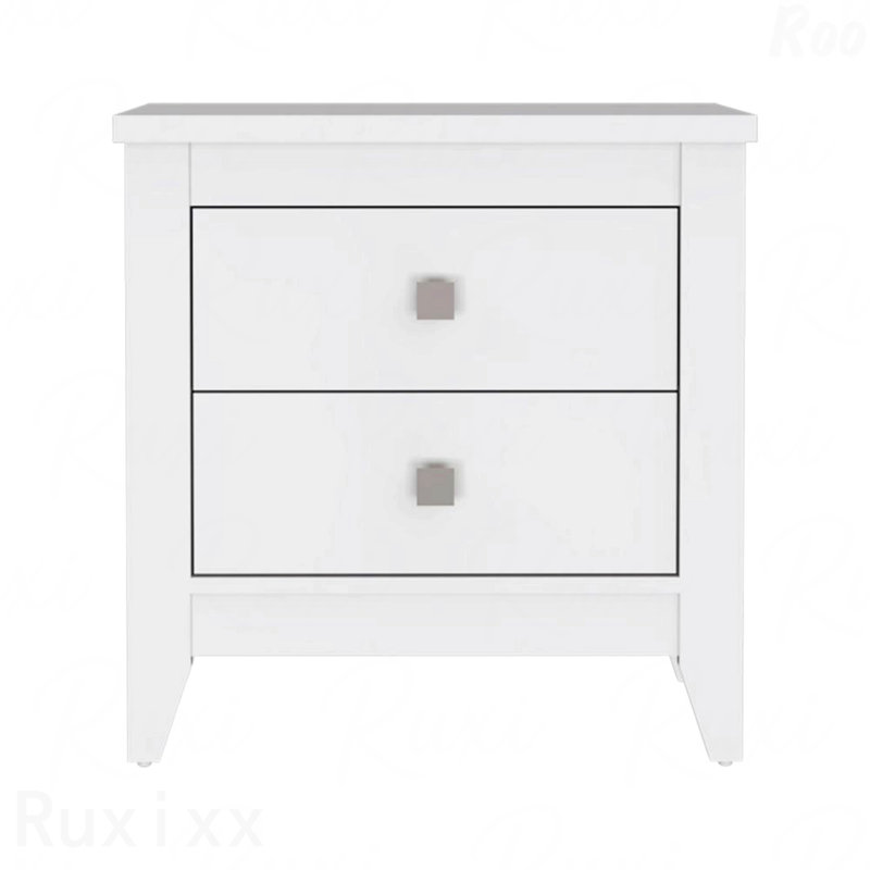Table de chevet blanche, table de bout avec deux tablettes et quatre pieds