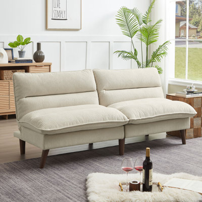72.4" Cordury Soft Armless Futon Sofa Bed