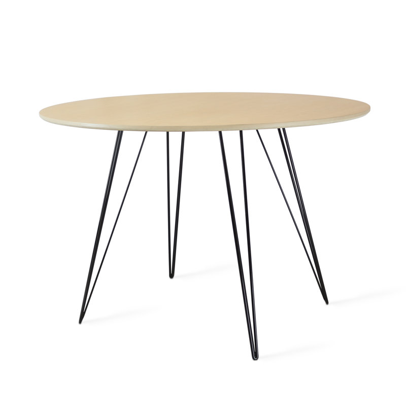 Williams Oval Metal Base Dining Table, Black, 30" H x 54" L x 46" W, Natural