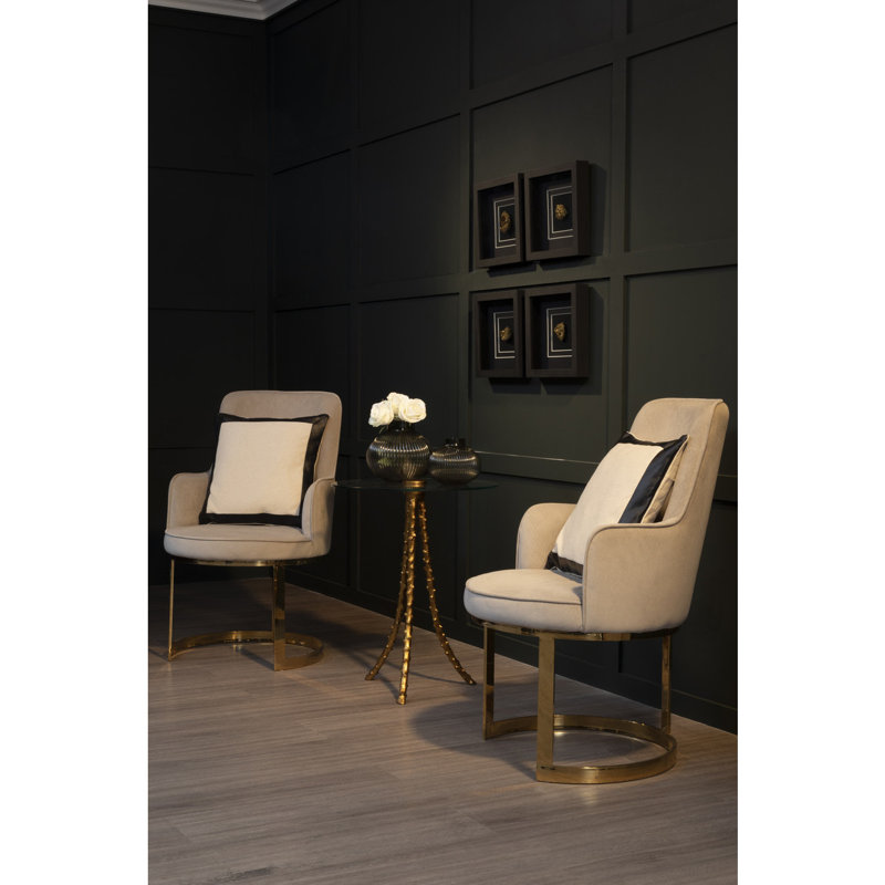 Florissant 46cm H Velvet Upholstered Parsons Chair in Beige