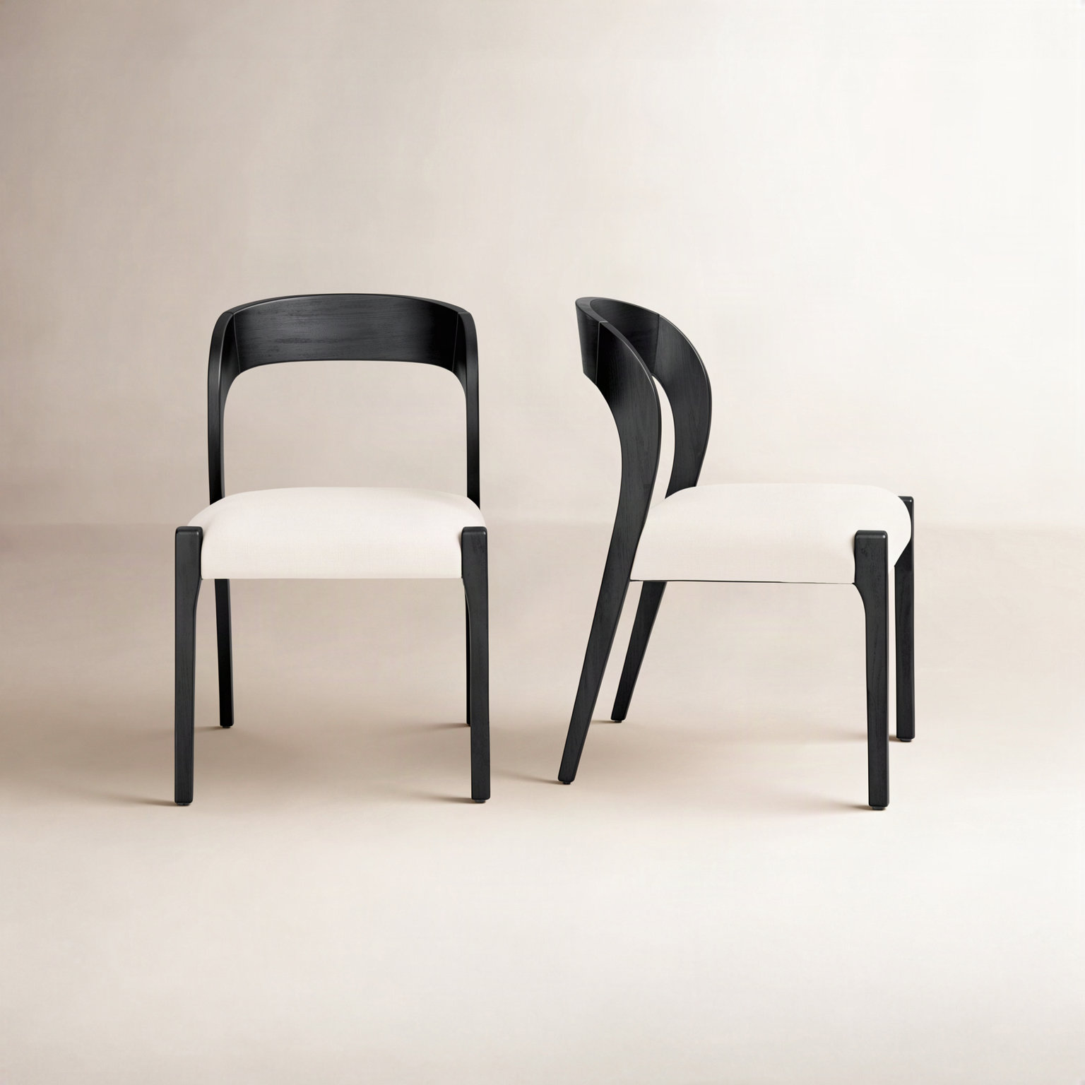 Hamish Linen Oak Dining Chair, Black
