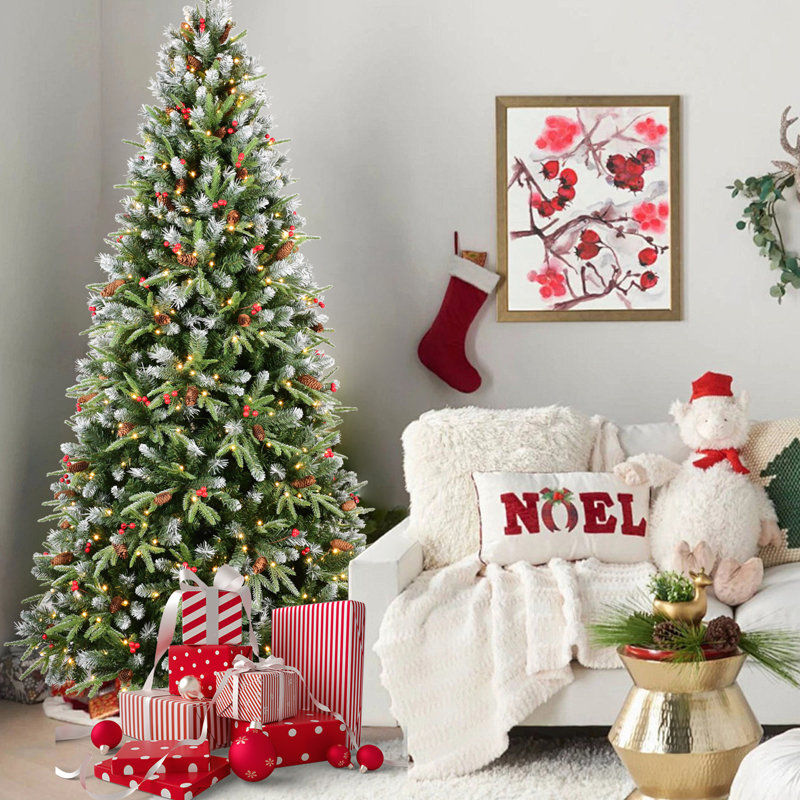 Arbre de Noël 9 pi avec 750 lumières DEL blanc chaud, 9', Illuminée