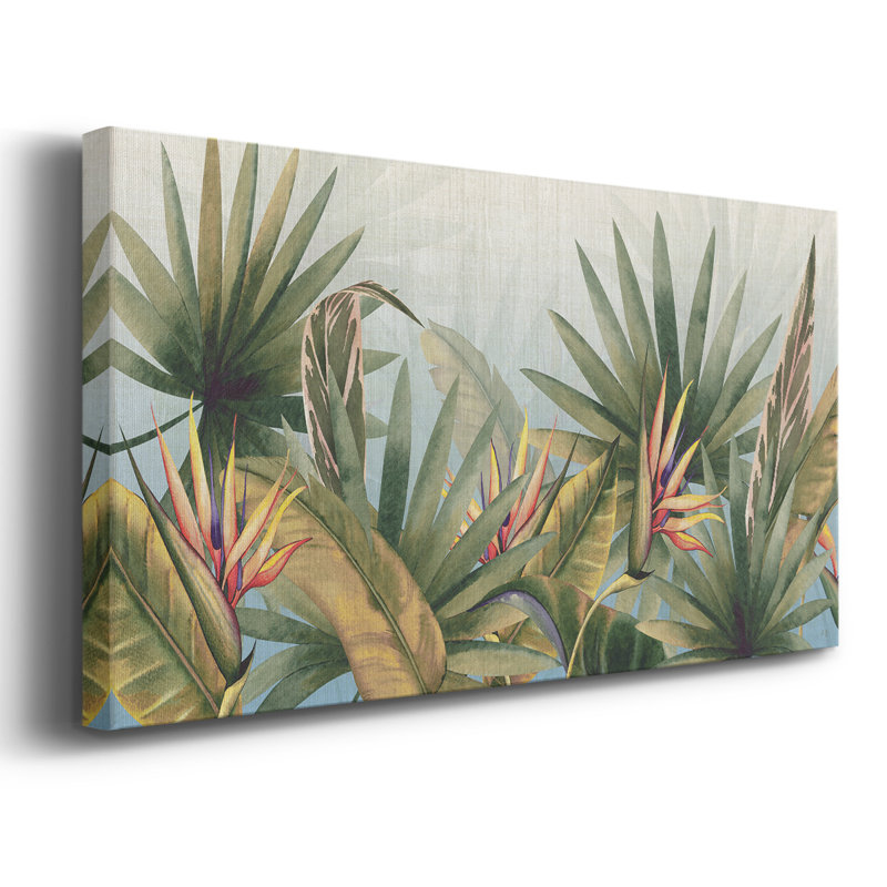 Belize Morning - Toile tendue avec châssis encadré, prête à être accrochée, H 21 po x l 41 po, Doré
