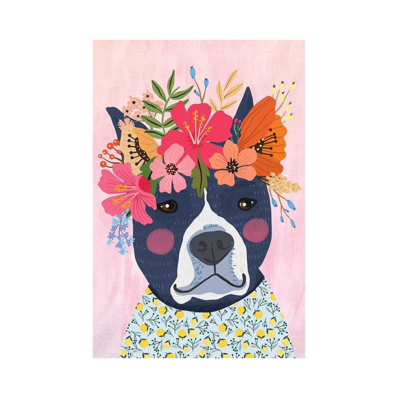 Chiot bleu, H 12 po x l 8 po x P 0,75 po, Toile tendue