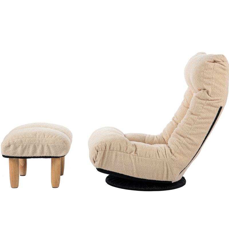 Lazy For Balcony Stargazing - Adjustable Chair With 3D Decompression, 14 Headrests, Metal & Wood Filler, White Main Color Single Reclining 3 Backrests, Built In Spring Seat, Memory Elastic Sponge,