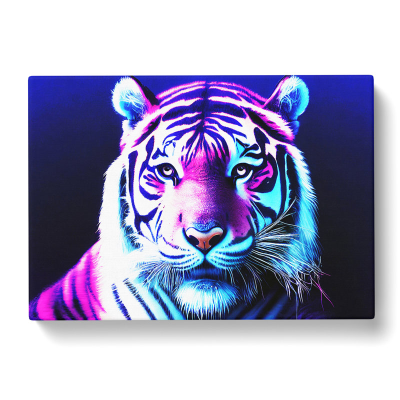 Neon Tiger - Wrapped Canvas, 40cm H x 60cm W x 3cm D