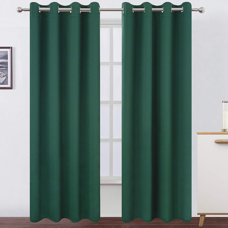 Paire de rideaux en polyester, Vert, L 52 po x L 84 po