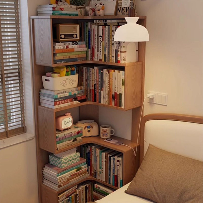 Bibliothèque standard en bois massif noyer moderne, (5 Shelves) 67.91"H x 19.69"W x 19.69"D