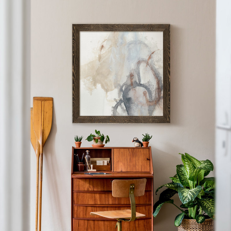 Supposition I - Single Picture Frame Painting on Canvas, 18" H x 18" W x 1" D, Walnut Framed