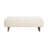  Rectangular Upholstered Ottoman Bench with Tufted Linen Fabric and Solid Wood Legs, Beige