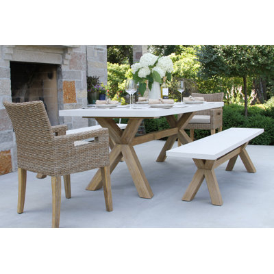Ensemble de salle à manger rectangulaire pour 8 personnes 74 "avec coussins Fleur