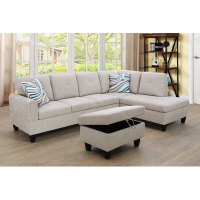 97"" Wide Right Hand Facing Sofa & Chaise with Ottoman -  Lifestyle Furniture, DU-997011B-3PCS