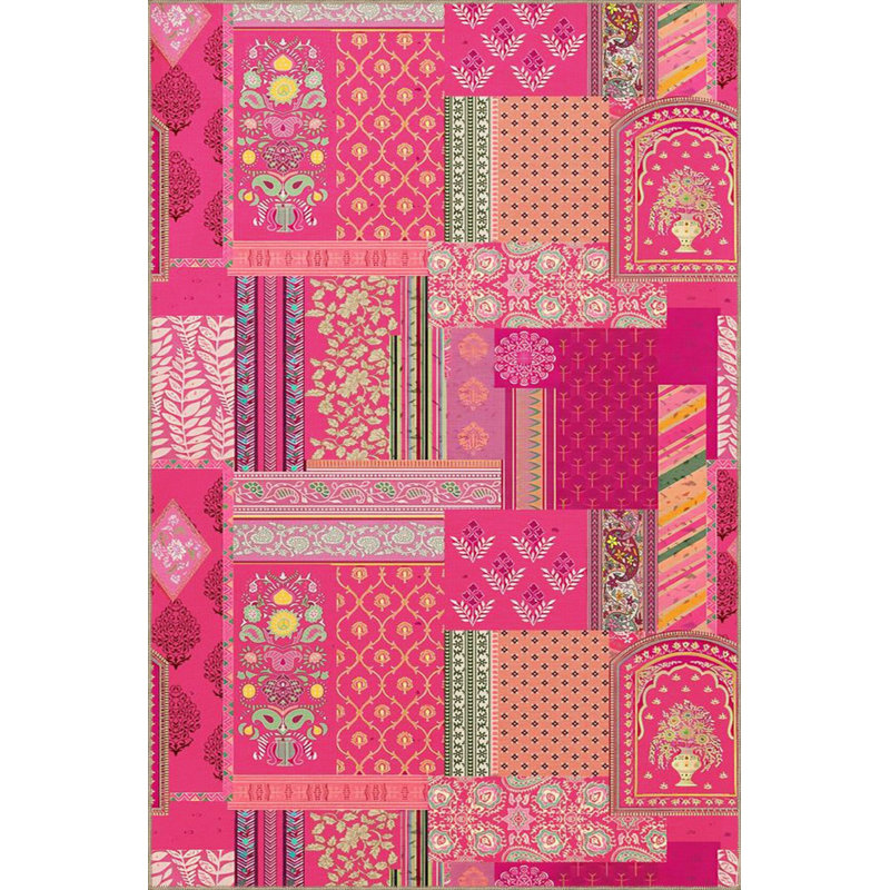 Tapis rose lavable à la machine, Sous-tapis carré 3 pi 3 po inclus