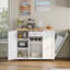 Chariot pour îlot de cuisine avec support à vin, armoire à ordures inclinable, tablette réglable, pour la cuisine, la salle de lavage, la salle à manger