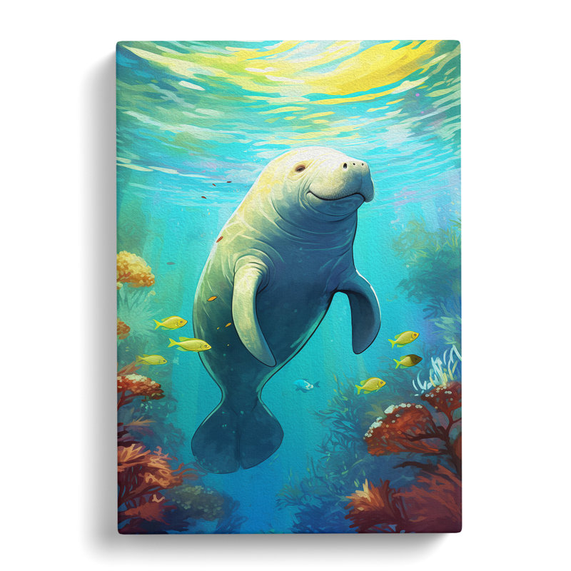 Manatee Nouveau - Print, 76cm H x 50cm W x 3cm D