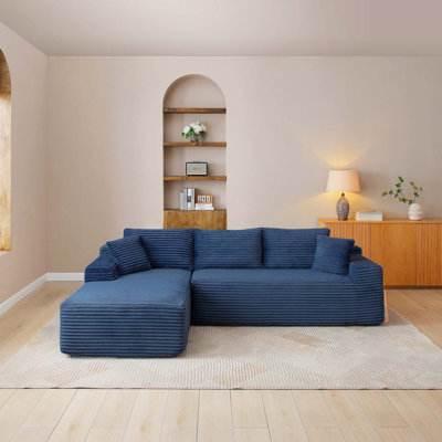 No-Assembly Modern Cloud Modular L-Shaped Sectional Sofa with Attached Chaise, Deep-Seat Upholstered Living Room Couch