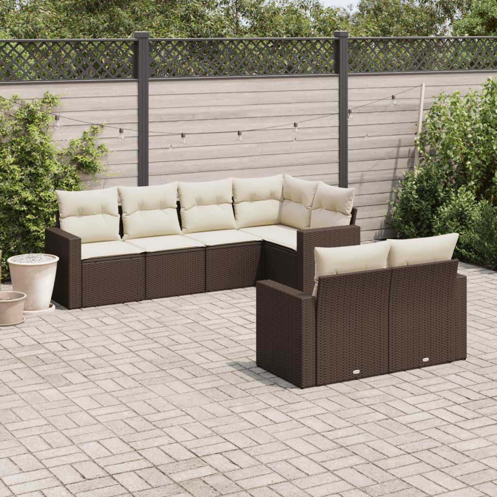 Vidaxl 7-Tlg. Garten-Sofagarnitur aus Polyrattan mit Kissen