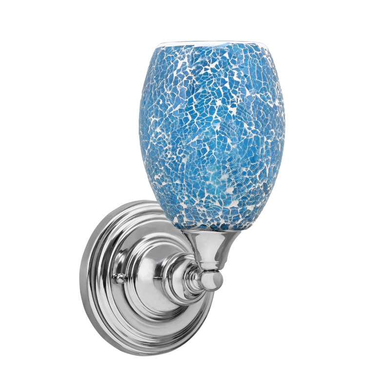 Applique murale avec verre de fusion 5 po, Turquoise, Chrome chrome