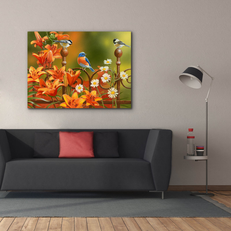 «Rusty Fence and Lilies» par William Vanderdasson, H 40 po x l 54 po x P 1,5 po