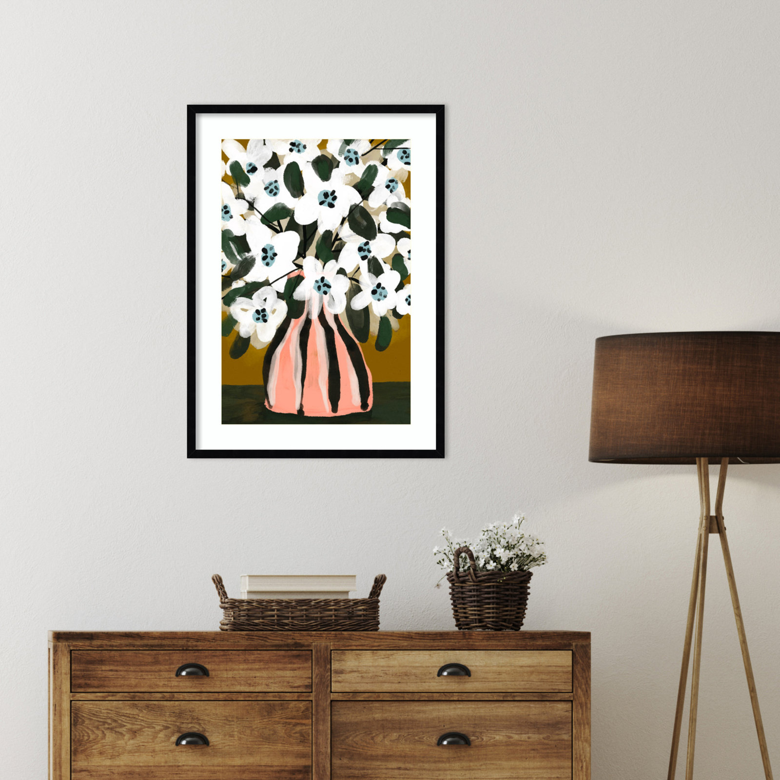 Pastel Flower Impression No 9 by Treechild Wood Framed Wall Art Print, Black, 33" H x 24" W