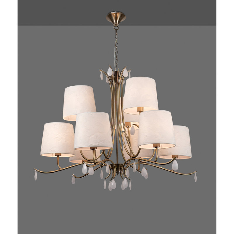 Orton 9 - Light Shaded LED Chandelier, Antique Brass
