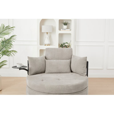 Round Sofa with Swivel Side Table and Hidden Storage
