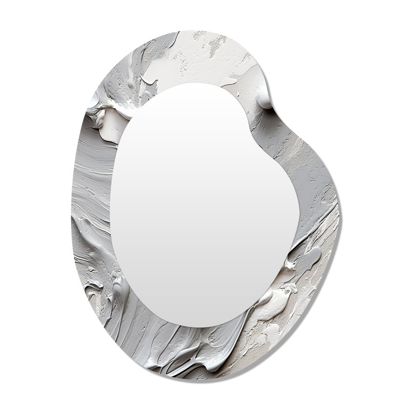 Harmonie grise et crème dans le chaos I - Art abstrait en métal - Miroir mural moderne asymétrique
