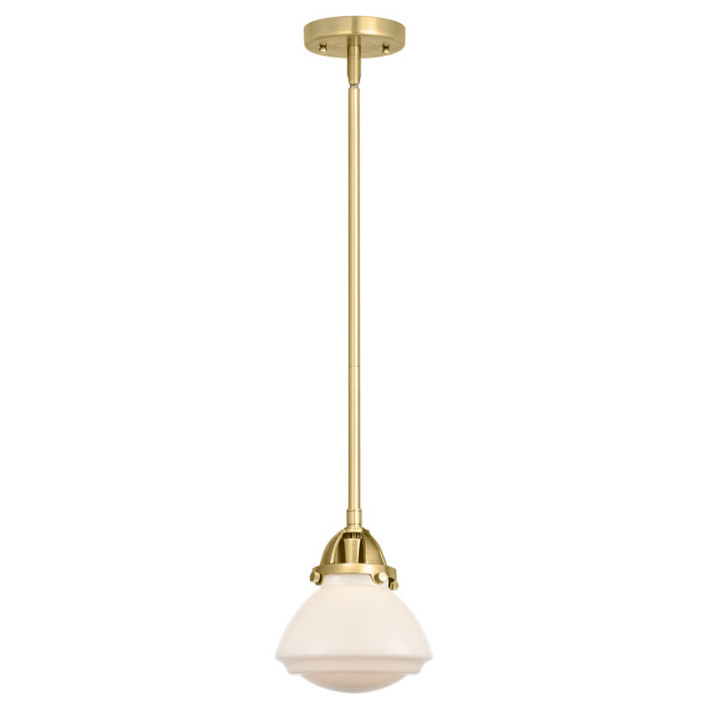 Mini-luminaire suspendu 1 lumière 7 po Nouveau 2 - Almarosa - Ampoule non incluse, Blanc mat, Or satiné