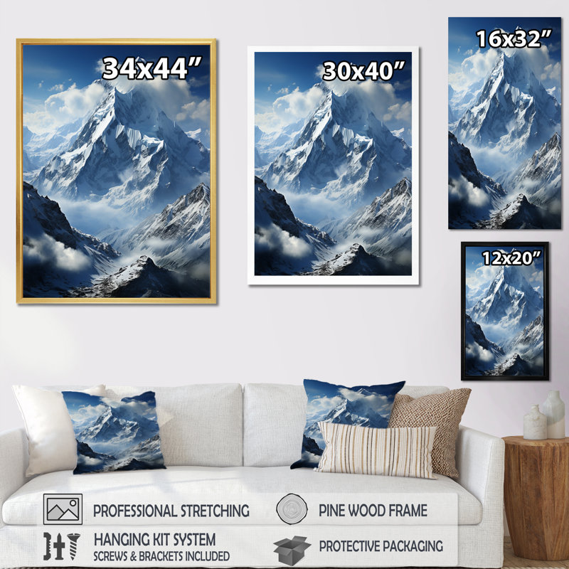 Edrimit Minimalisme Winter Mountains Summit Splendor IV, Cadre naturel flottant, H 44 po x l 34 po x P 1,5 po