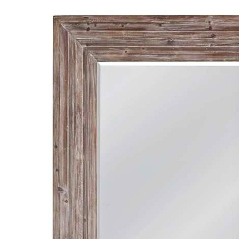 Miroir rectangulaire en bois massif Cusack Leaner