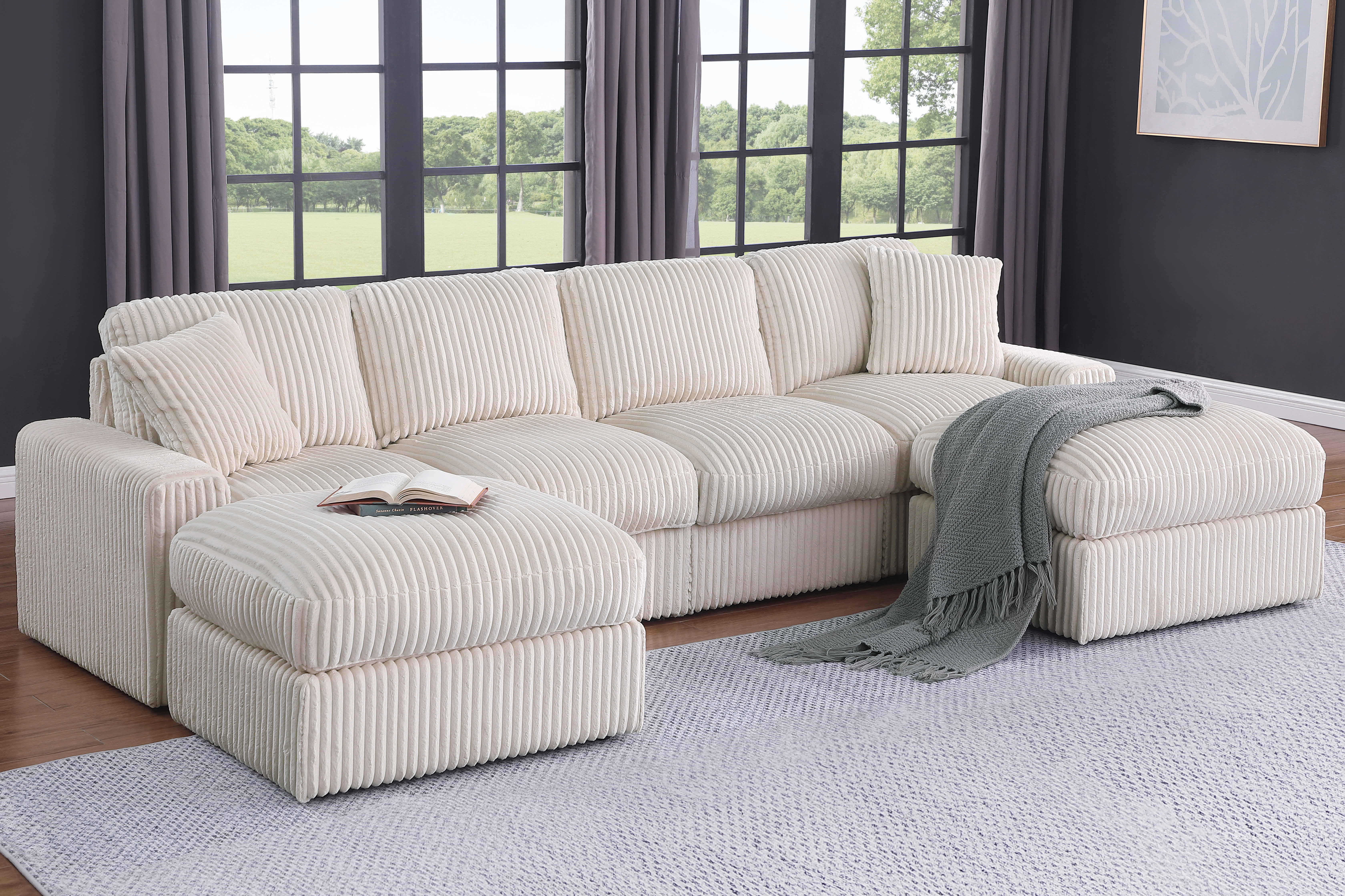Hokku Designs Tolzmann Sectional Sofa With 2 Ottomans & Reviews | Wayfair