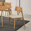 Table de salle à manger 5 pièces Style, table rectangulaire, chaises à dossier incurvé rembourrées en tissu beige, finition chêne naturel, sièges 4