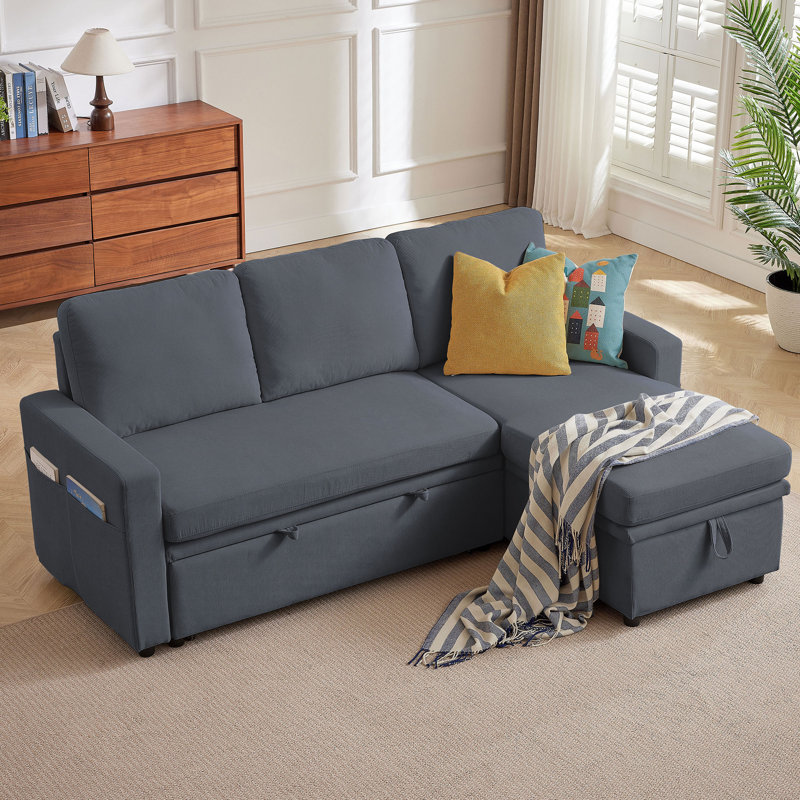 78.94" Upholstered Sleeper Sofa, Dark Gray