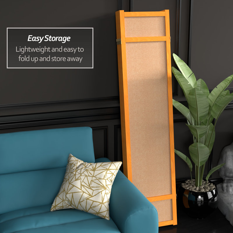 71" H Jute Shoji Room Divider, Honey, 5