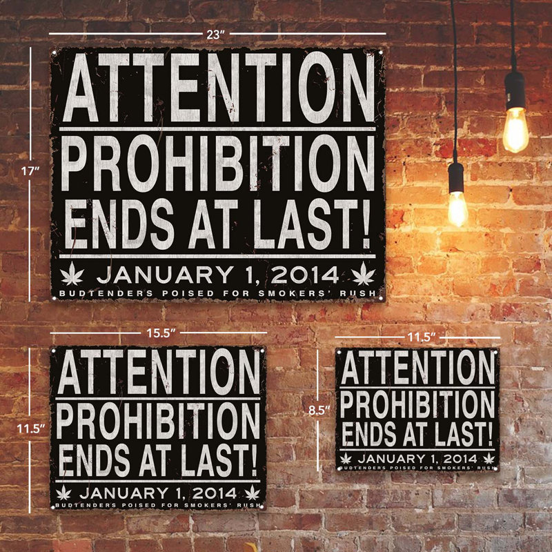 Plaque en métal «Prohibition Ends»