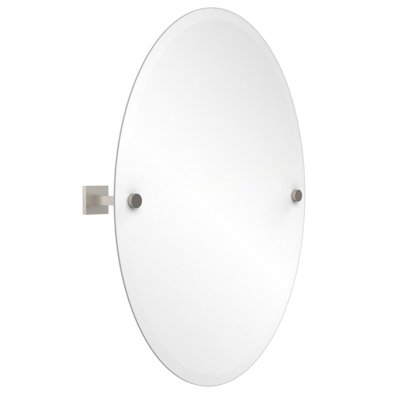 Haranu Wall Mirror with Shelves, Satin Nickel