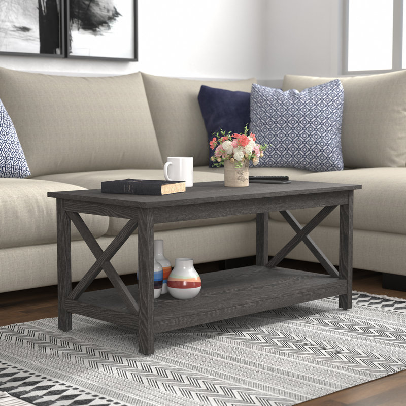 Table basse avec rangement Nora, Gris foncé